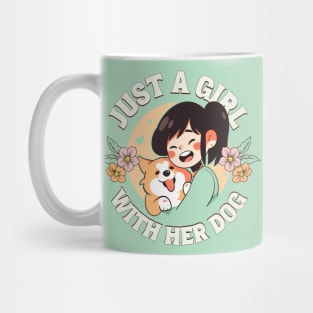 Just a Girl with her dog Corgi illustration II Mug